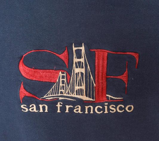 90s Fruit Of The Loom San Francisco Golden Gate Bridge Navy Sweatshirt Large L