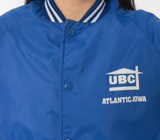 90s Sportsmaster Royal Blue Nylon Windbreaker Snap Bomber Jacket Small