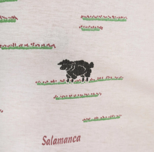 2000s Black Sheep Salamanca Spain Souvenir Cotton Tee White Large L