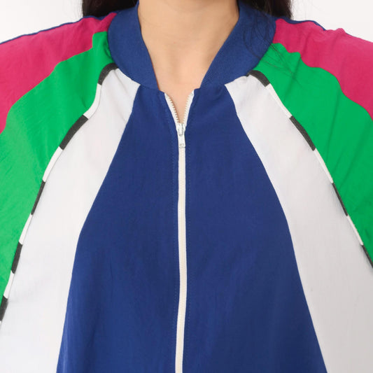 80s Susan Christopher Color Block Windbreaker Navy Magenta Medium M