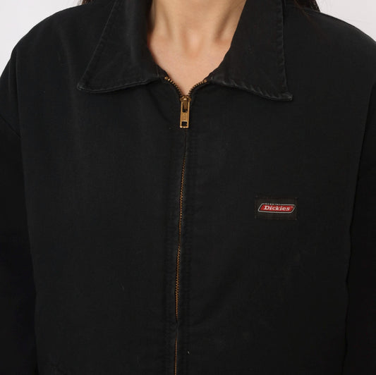 2000s Dickies Black Zip Work Jacket Canvas Utility Eisenhower Medium M