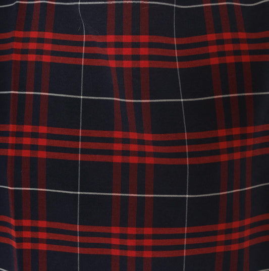 80s Fontaine Apparel Navy Red Tartan Plaid Drop Waist Dress Cotton Medium M