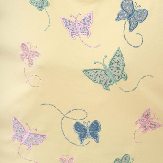 90s Bonworth Butterfly Applique Top Yellow Cotton Crew Neck Extra Large XL