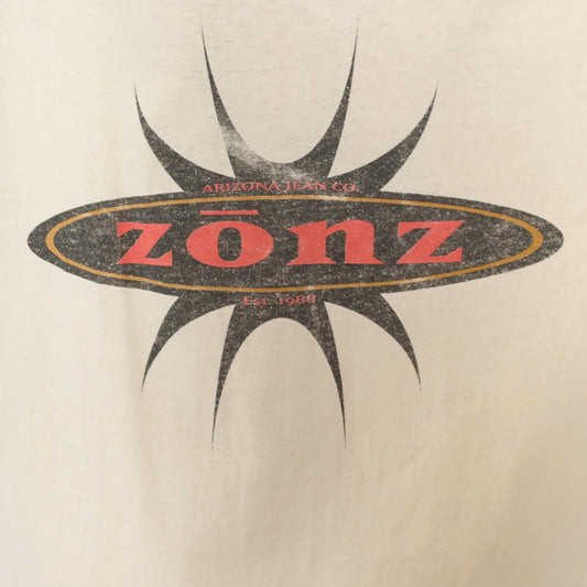 90s Arizona Jean Co Zonz Graphic Tee Cream Cotton Distressed Extra Large XL