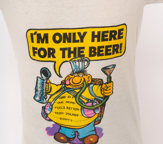 80s Kmart Cartoon Beer Graphic Tee Novelty Print Cream Small