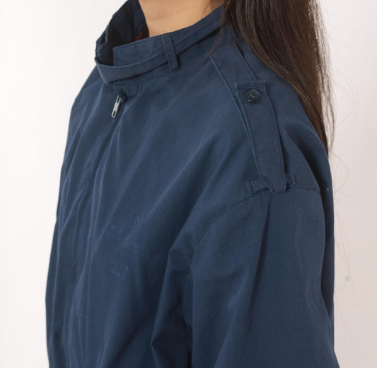 80s King Louie Navy Harrington Bomber Jacket Buffalo Plaid Lined Large L