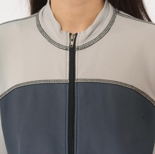 2000s Patagonia Zip-Up Jacket Thumbhole Cuffs Grey Slate Blue Colorblock Large L