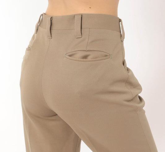 70s Haggar Flare Trousers Tan High-Waisted Boot Cut Slacks Large 34x30