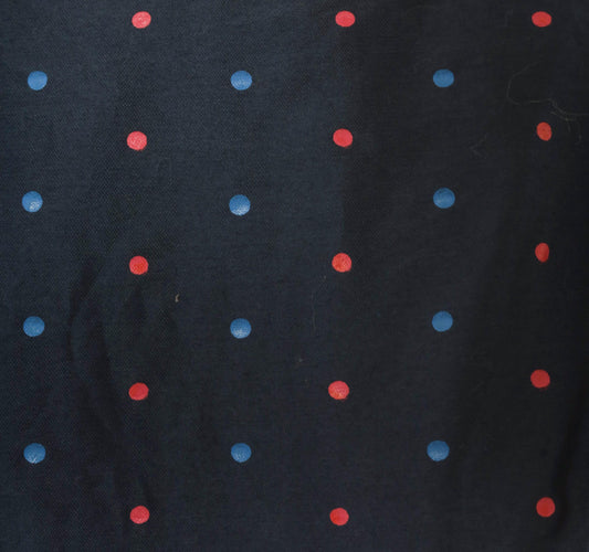 60s Navy Polka Dot Peplum Dress Red Blue Cap Sleeve Fitted Waist Medium M