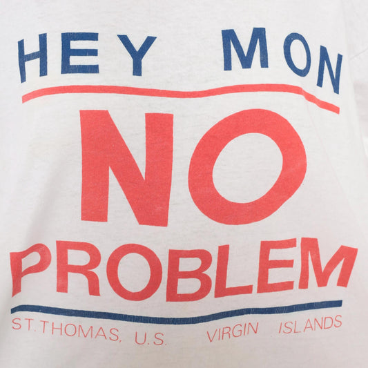 90s Hey Mon No Problem St Thomas Virgin Islands Graphic Tee White Cotton XL