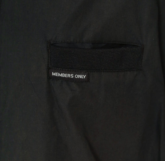 90s Members Only Bomber Jacket Black Nylon Stand Collar Extra Large XL