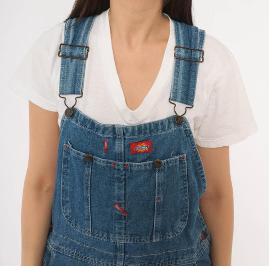 Y2K Dickies Denim Bib Overalls Blue Jean Medium Unisex Workwear