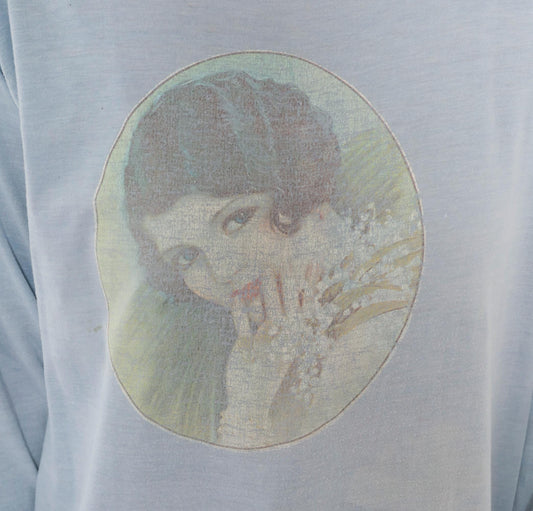 80s Skipper Portrait Graphic Tee Light Blue Long Sleeve Victorian Woman Large