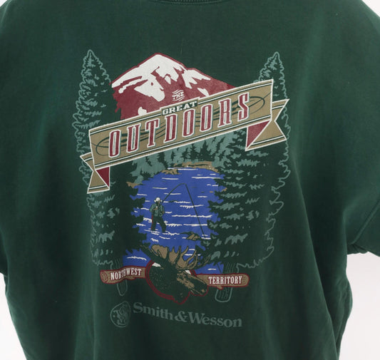 90s Gear for Sports Forest Green Graphic Sweatshirt Moose Mountain Large L