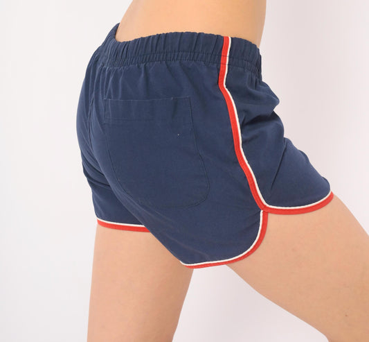 80s Asics Navy Running Shorts Red White Trim Athletic Medium