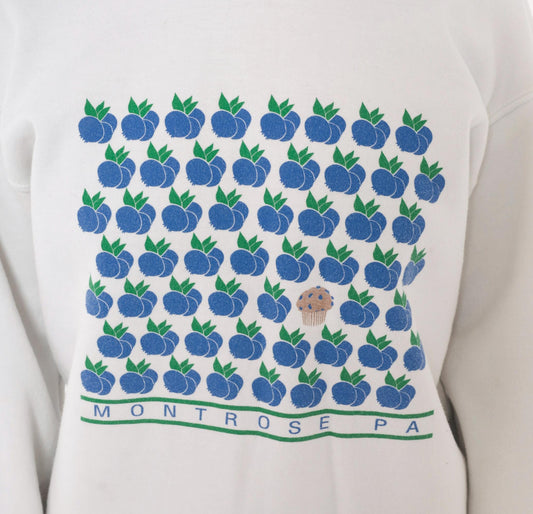 Y2K Gildan Blueberry Muffin Sweatshirt White Montrose PA Graphic Small