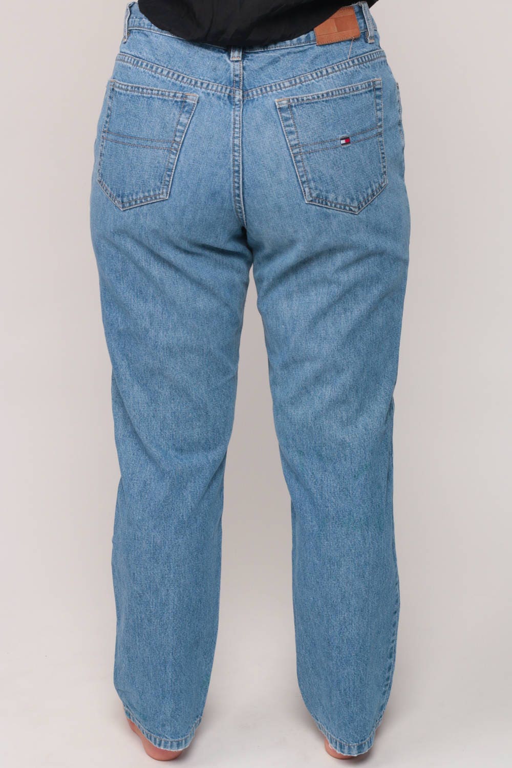 Tommy Hilfiger Mom Jeans High Waist Blue Denim 90s Relaxed Fit Large 12