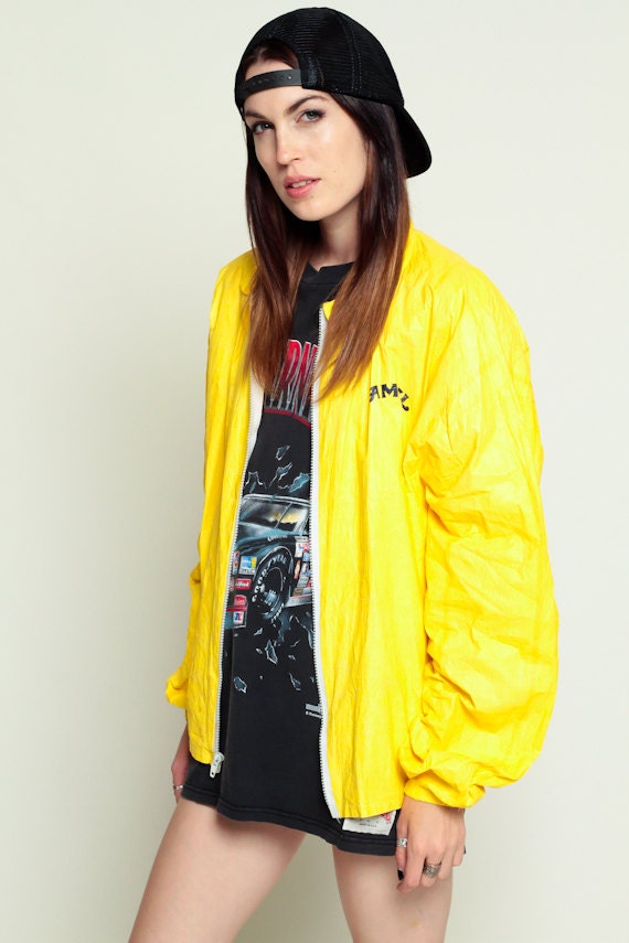 90s Camel Joe Cigarettes Tyvek Windbreaker Jacket Yellow Extra Large XL