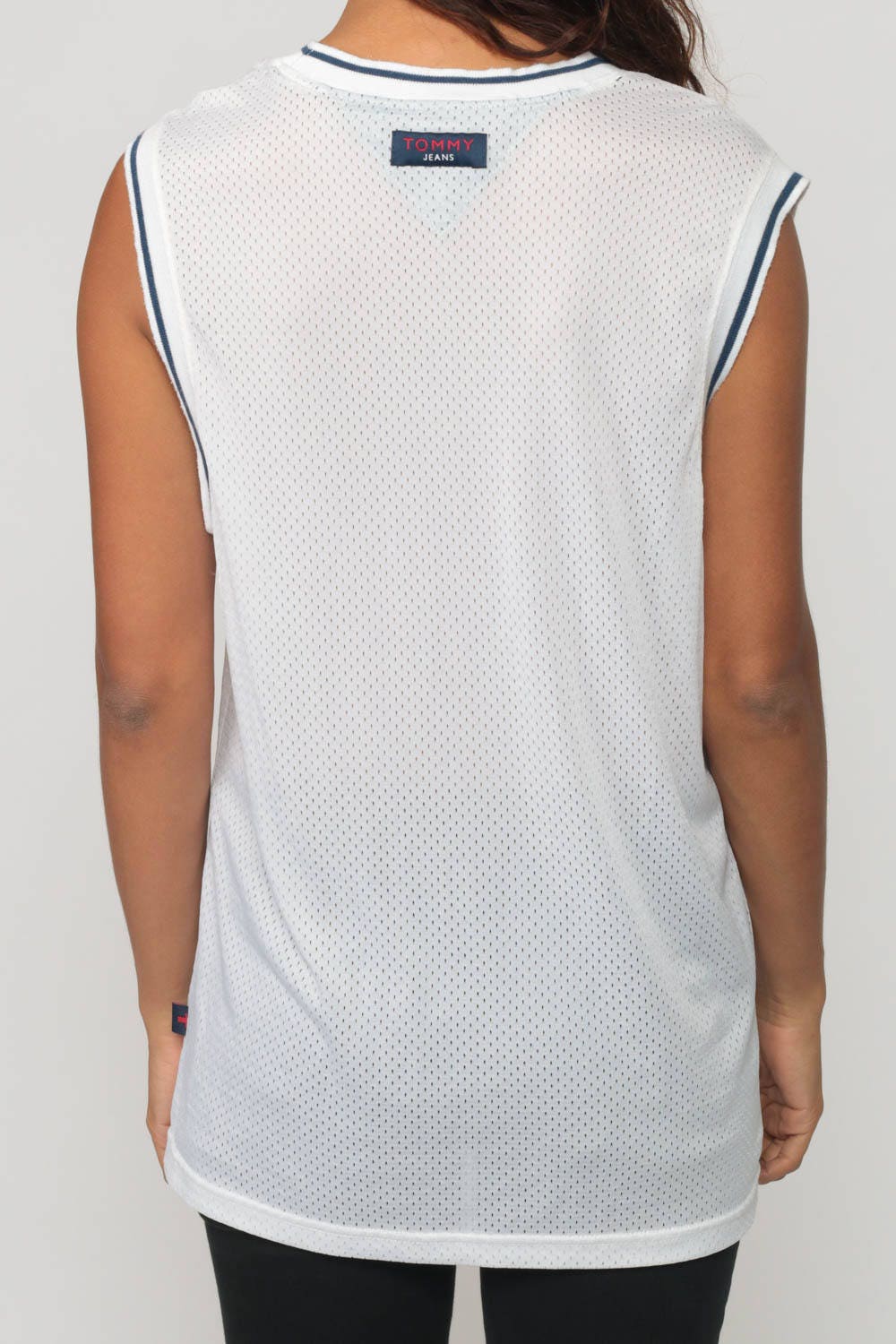 Tommy Hilfiger Mesh Tank Top White Sheer Jersey Unisex Medium