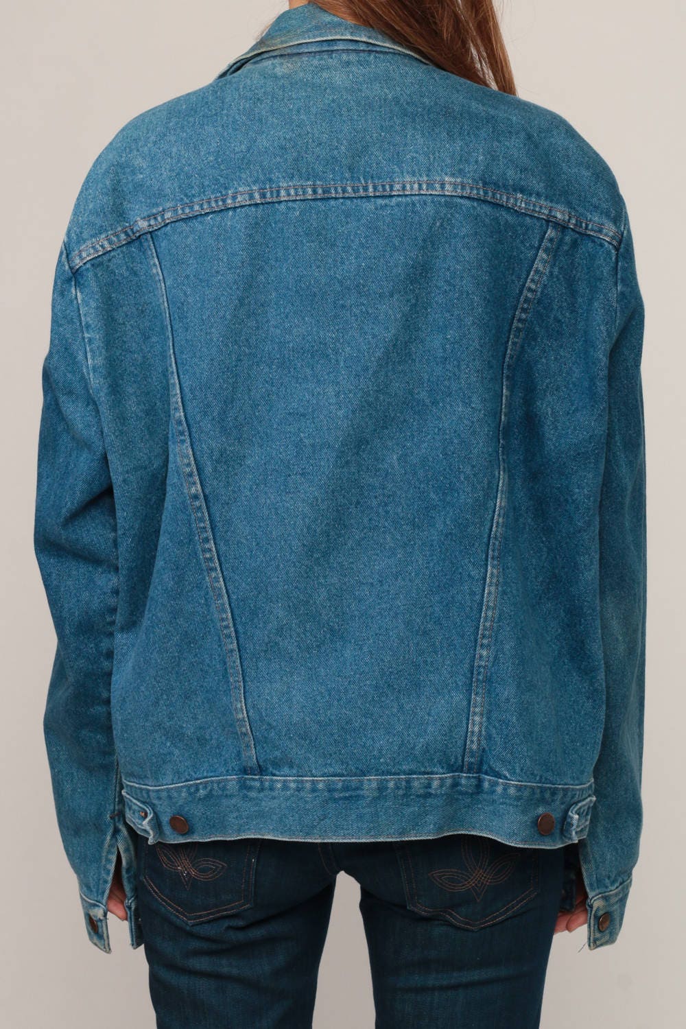 80s Rustler Blue Stone Wash Denim Jacket Trucker Extra Large XL
