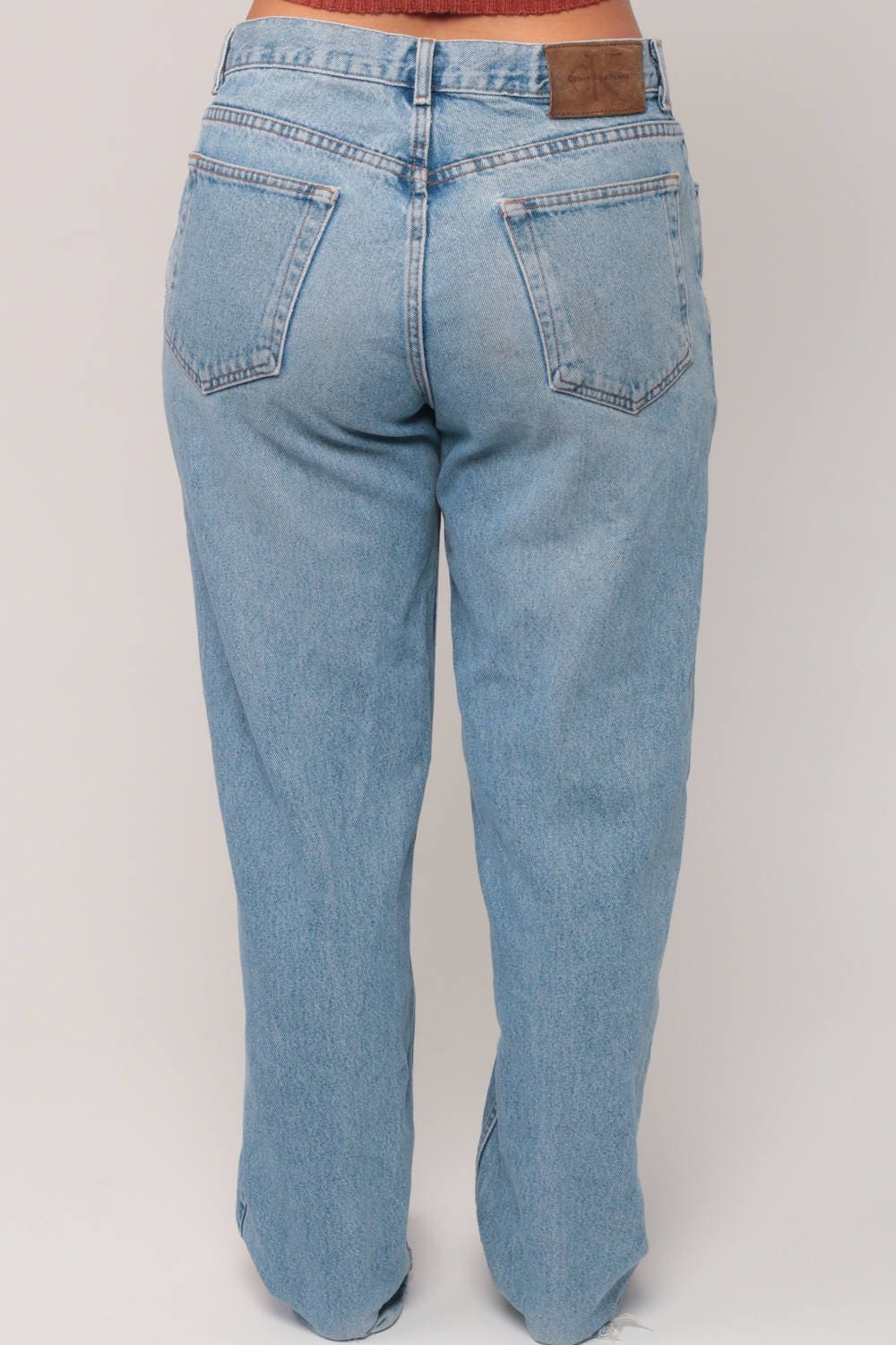 90s Calvin Klein High Waist Mom Jeans Faded Blue Denim Large