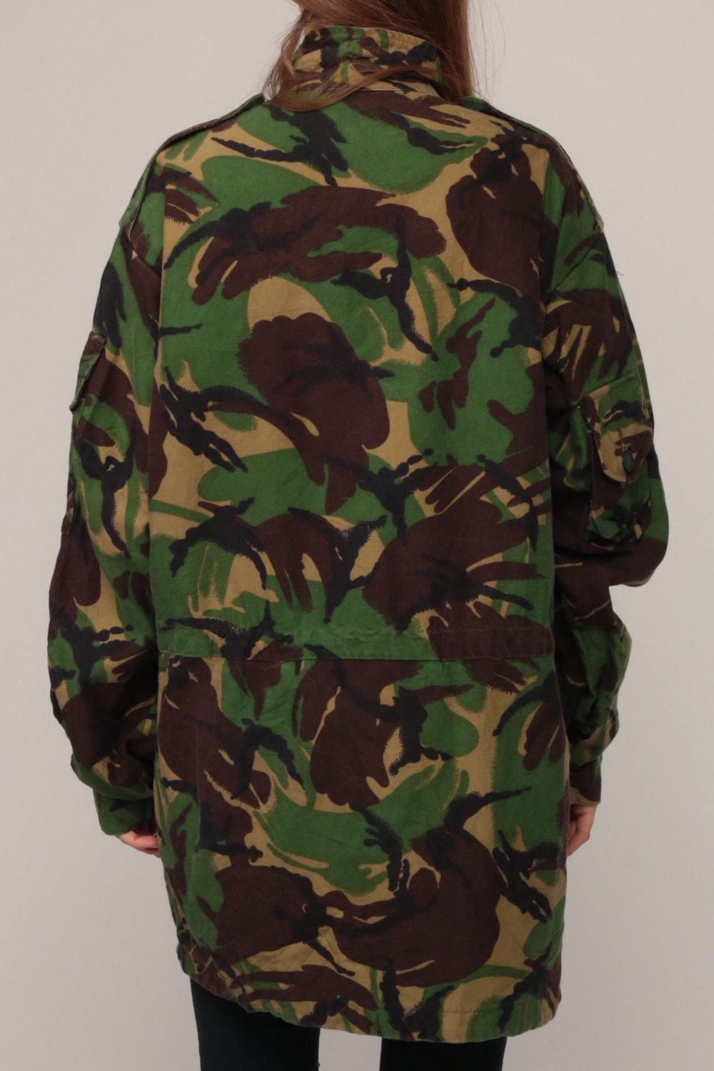 1980s Military Camo Utility Jacket Olive Drab Field Jacket Extra Large XL