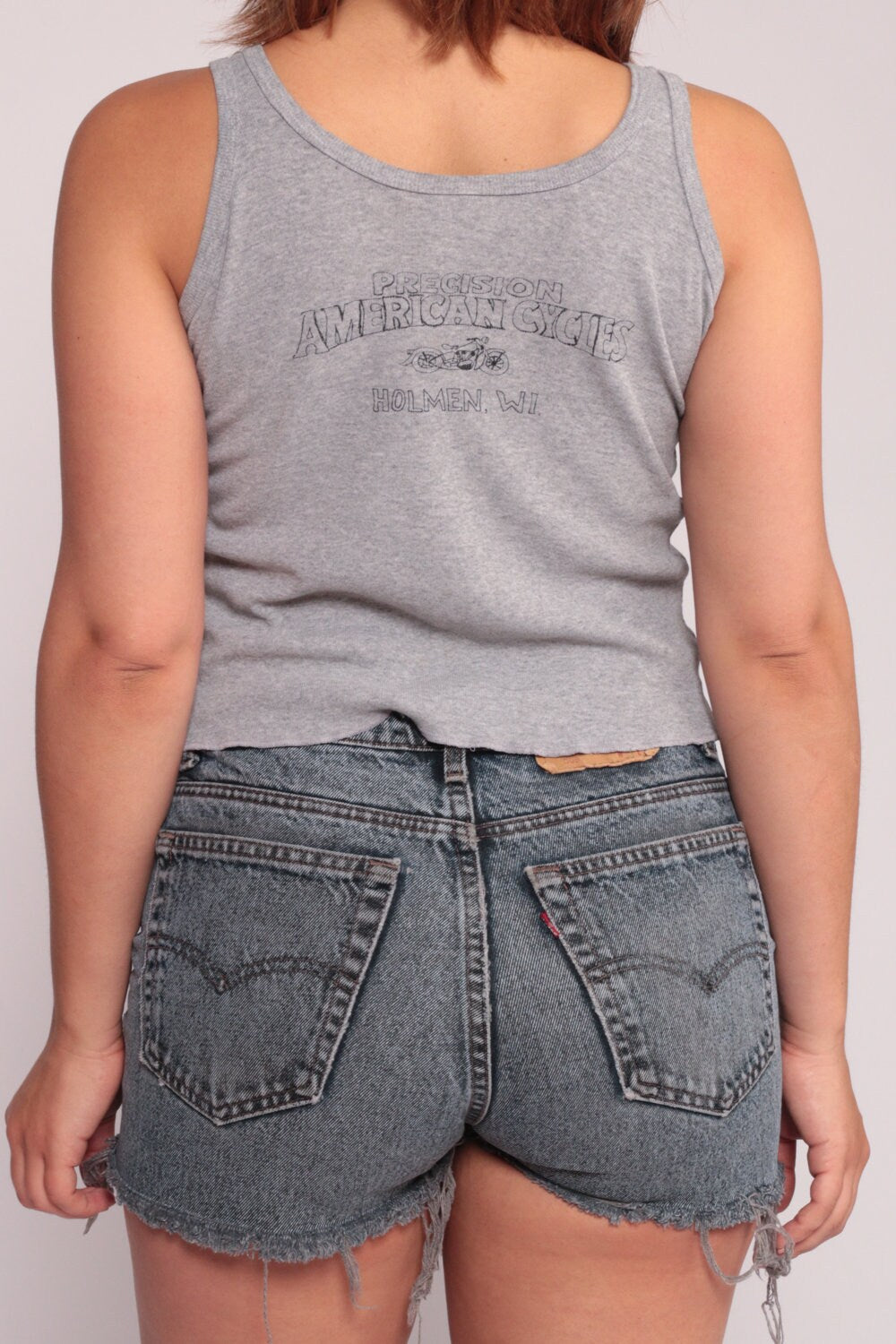 90s American Biker Freedom Highway Motorcycle Tank Top Grey Medium Large