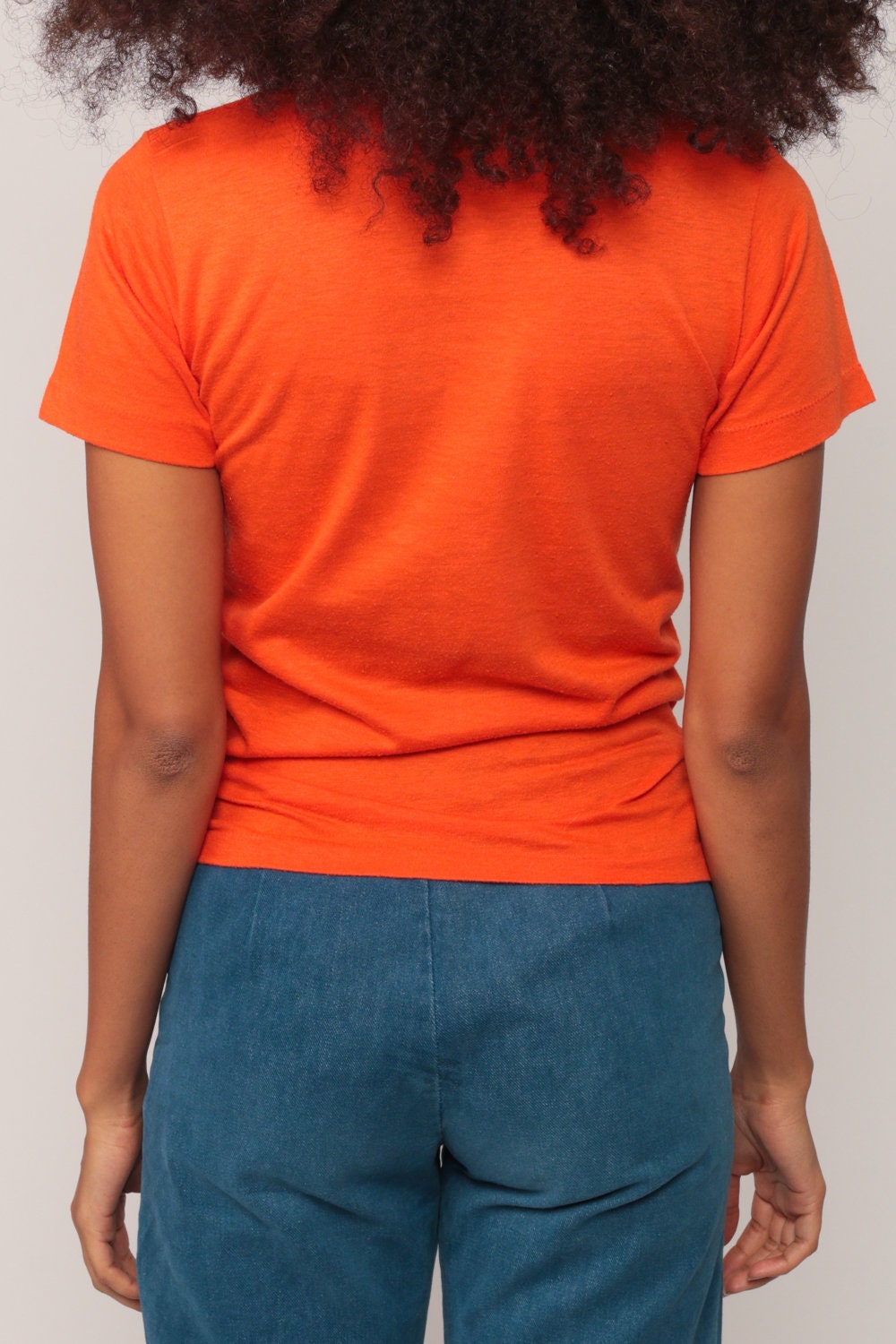 80s Soccer Graphic T-Shirt Orange Cotton Blend Extra Small XS