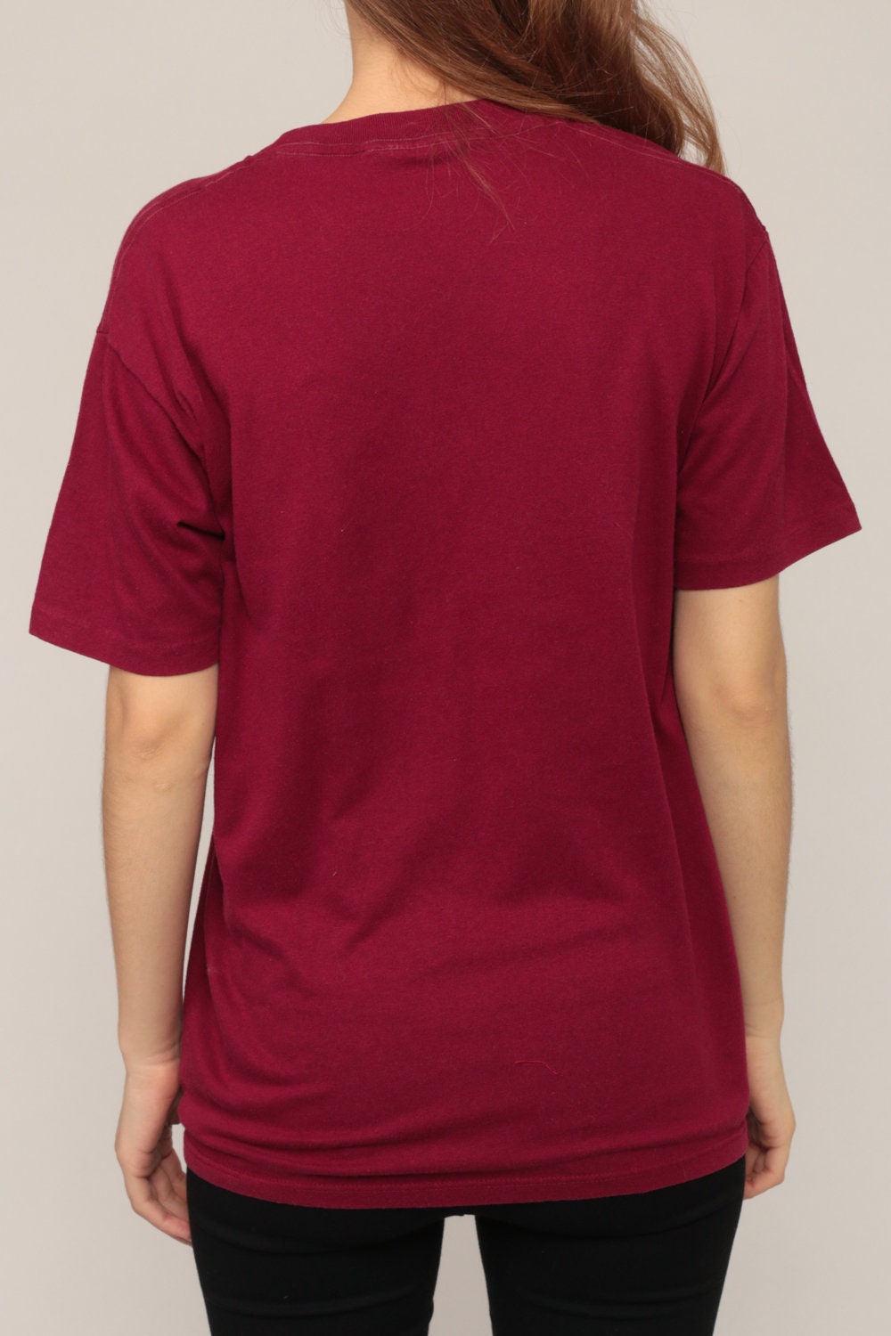 80s Washington DC Skyline Graphic T-Shirt Burgundy Rainbow Stripe Large