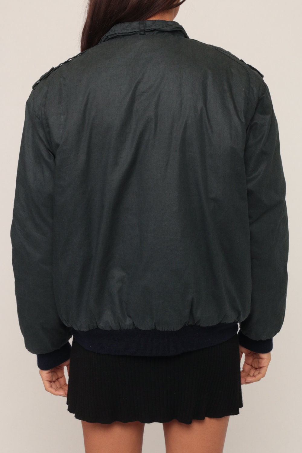80s Cafe Racer Bomber Windbreaker Charcoal Jacket Unisex Medium