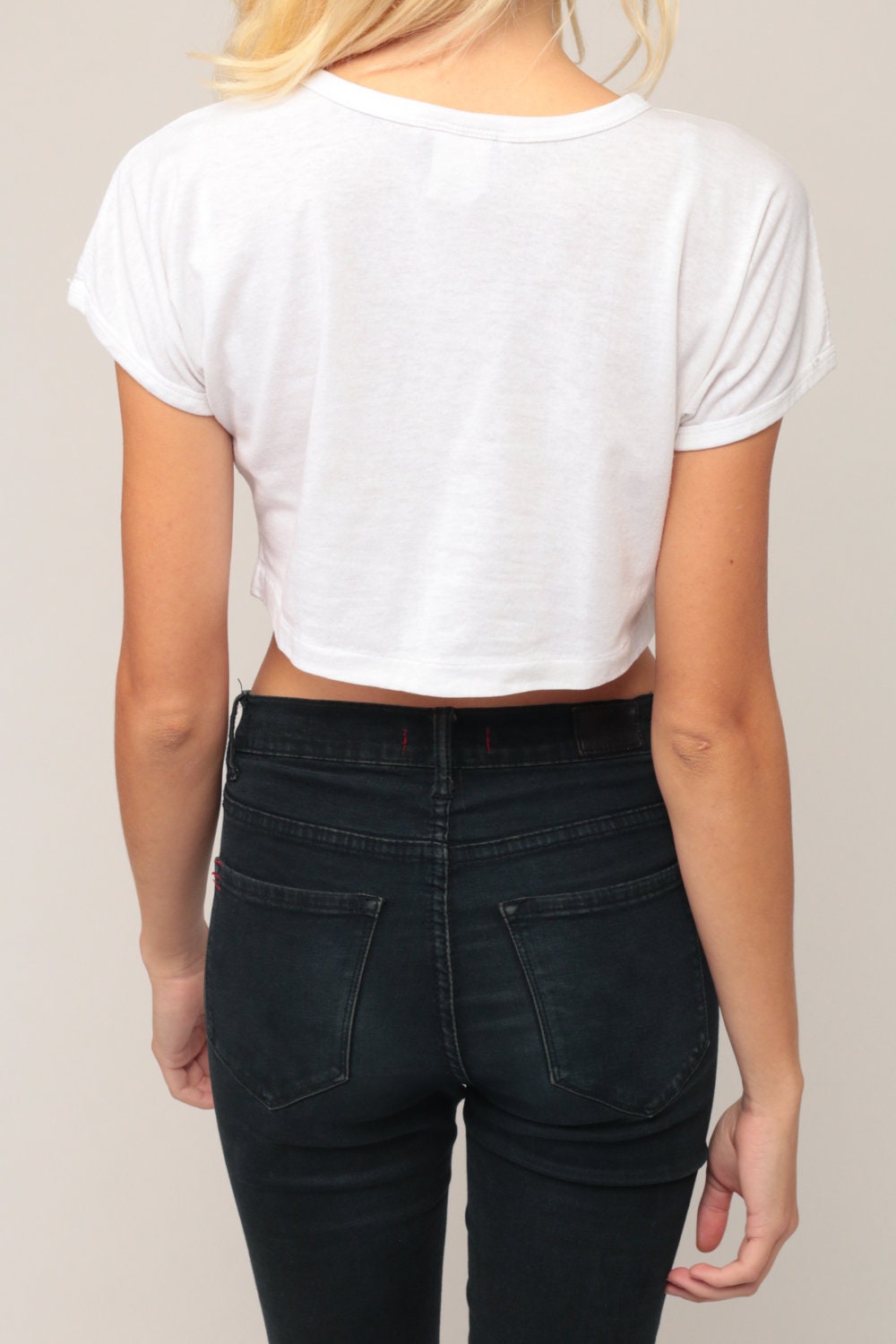 90s Sailor Blue Nautical Graphic Crop Top Cap Sleeve Small