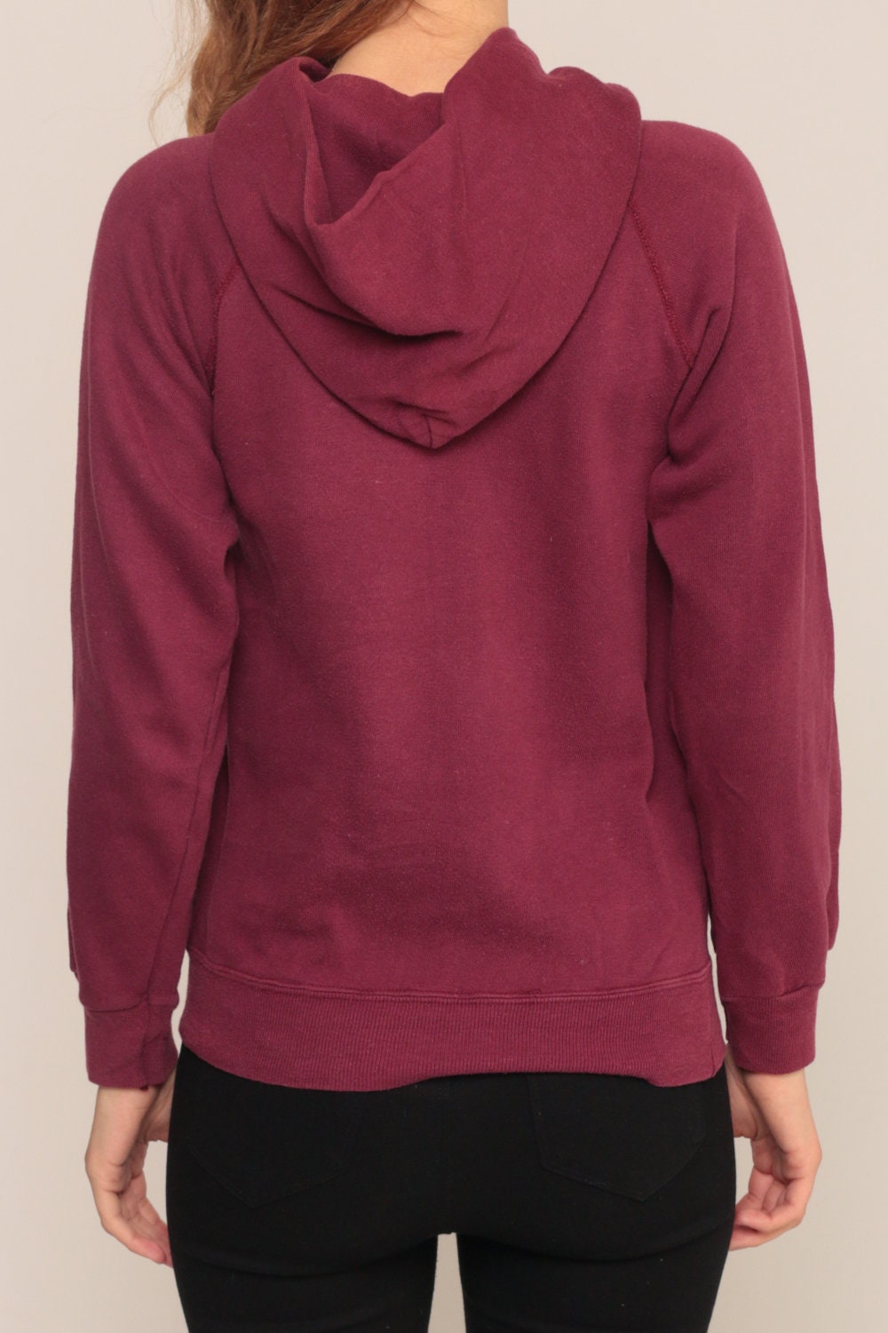 80s Forest Lake Rangers Burgundy Hooded Sweatshirt Graphic School Extra Small