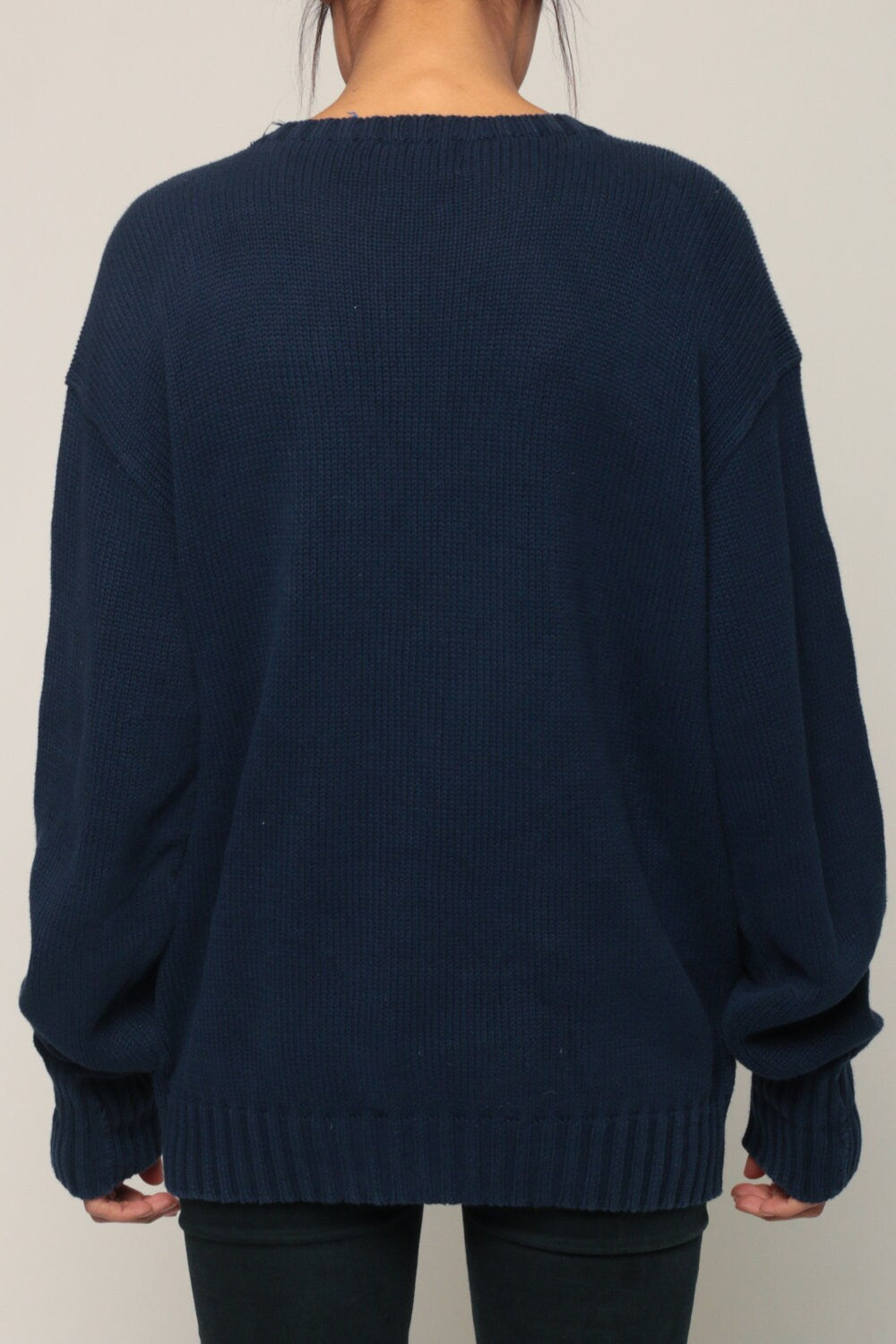 Ralph Lauren Polo Sport Cotton Knit Sweater Navy Blue Extra Large