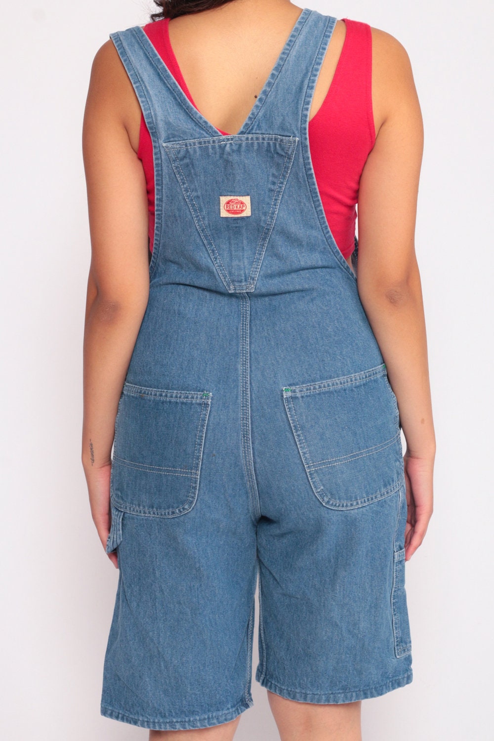 90s Blue Denim Overall Shorts Bib Suspender Shortalls Small