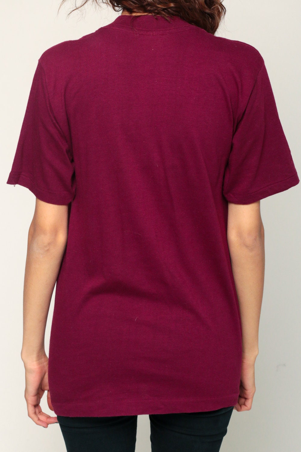 80s Cowboy Graphic T-Shirt Iron On Burgundy Unisex Large