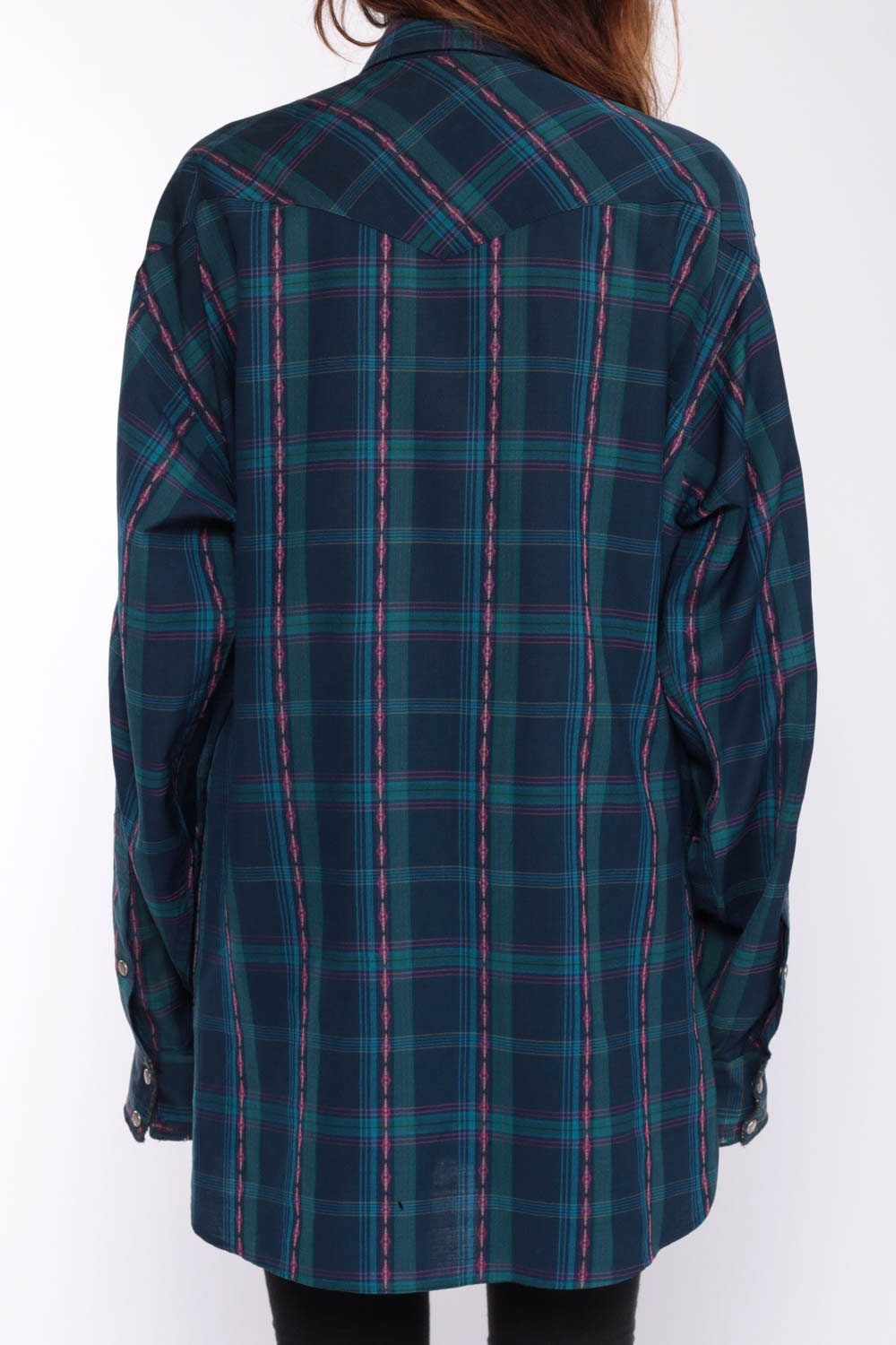 80s Pendleton Blue Plaid Pearl Snap Western Shirt Extra Large XL