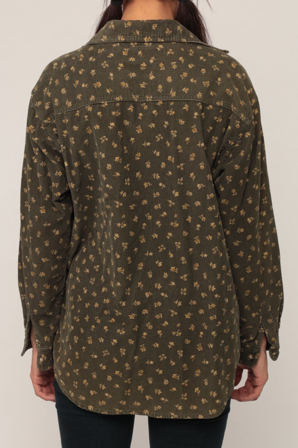 90s Looney Tunes Tweety Bird Floral Corduroy Button-Up Shirt Extra Large