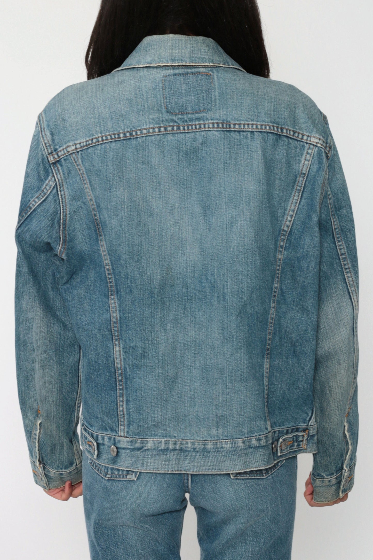90s Levi's Denim Trucker Jacket Blue Red Tab Small Medium