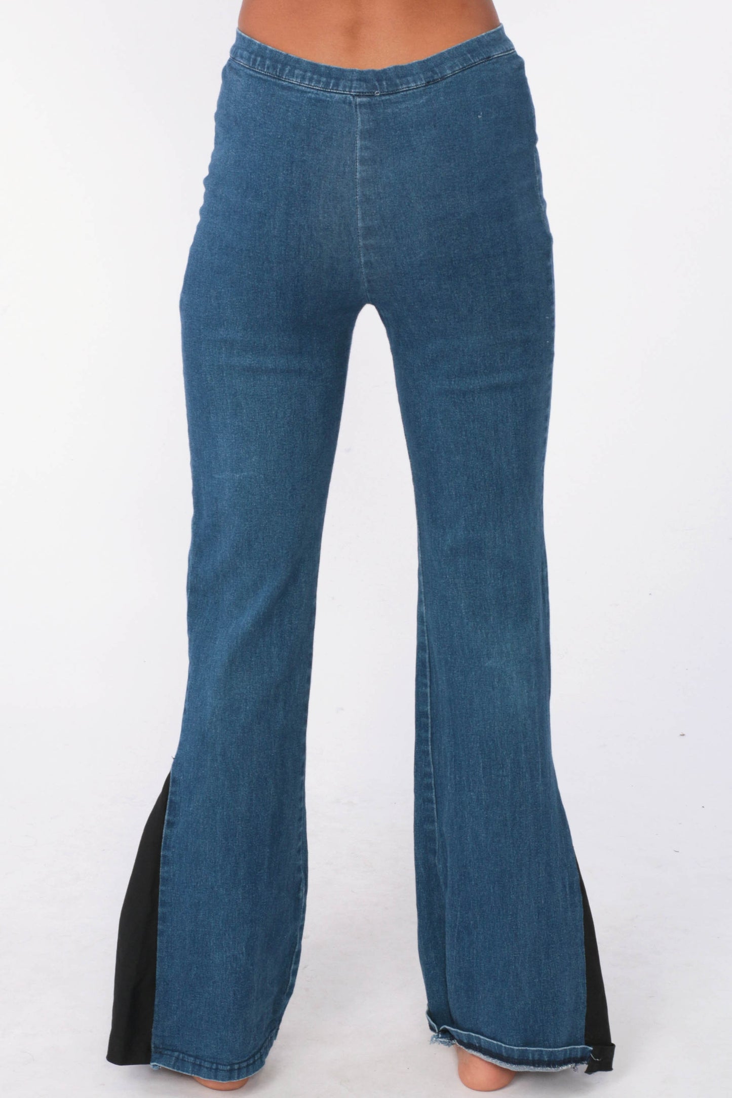 90s Blue Flared Jeans High Rise Stretchy Y2K Bell Bottom Denim Extra Small