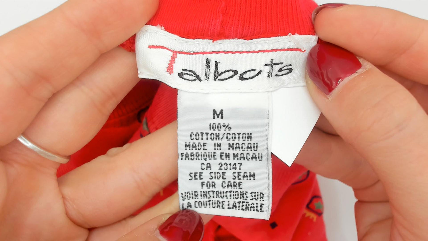 90s Talbot's Red Shield Crest Print Cotton T-Shirt Medium M