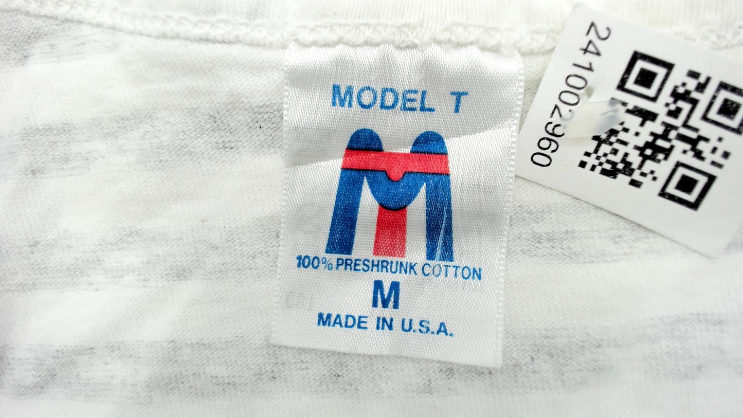 90s Maui Hawaii Tank Top White Stripe Purple Text Palm Tree Medium