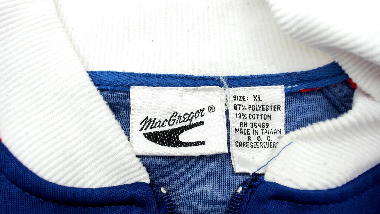 80s MacGregor Track Jacket Royal Blue Striped Zip Sweatshirt Extra Large