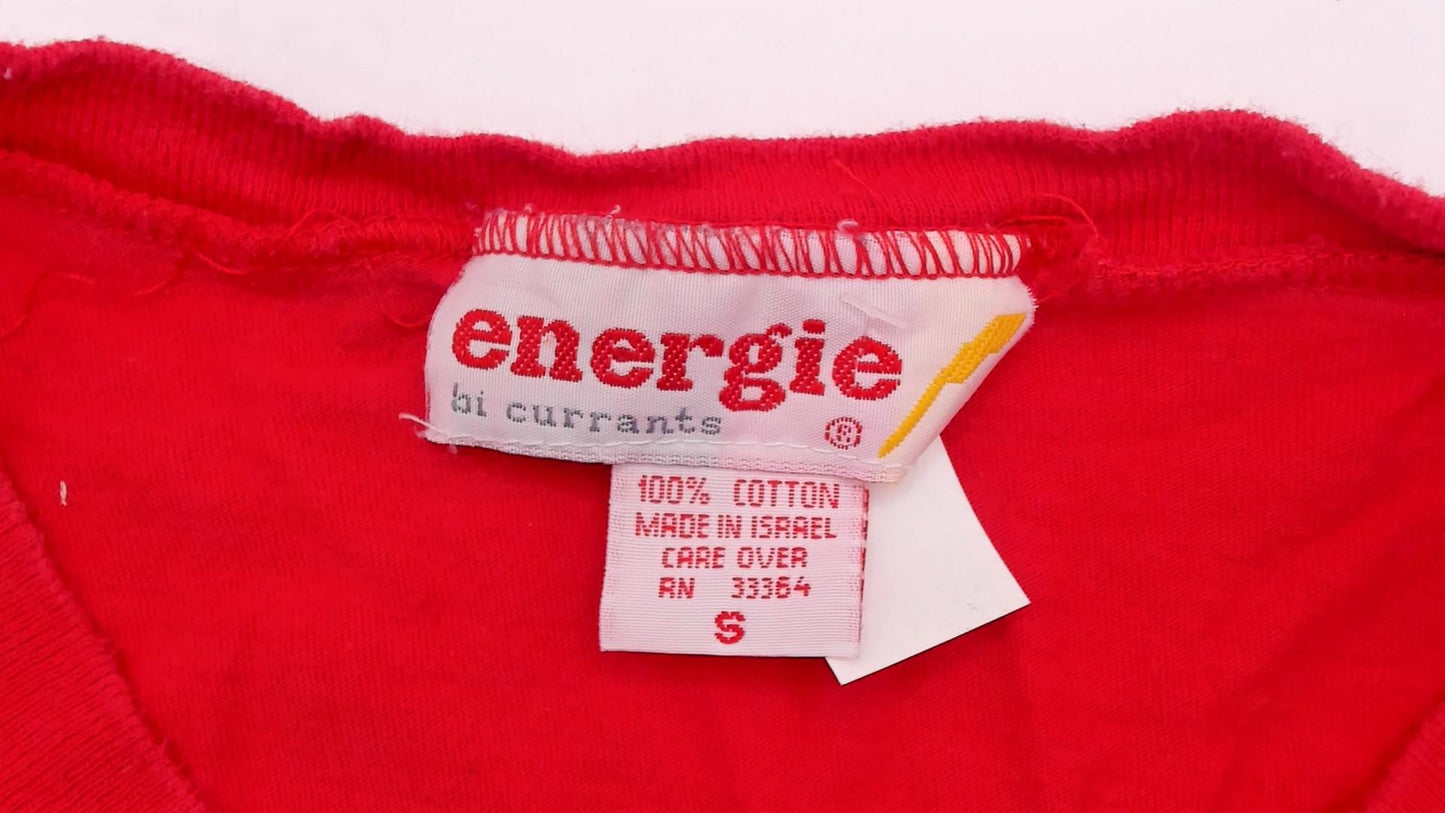 90s Energie Coral Pocket Tee Cotton Crew Neck Small S