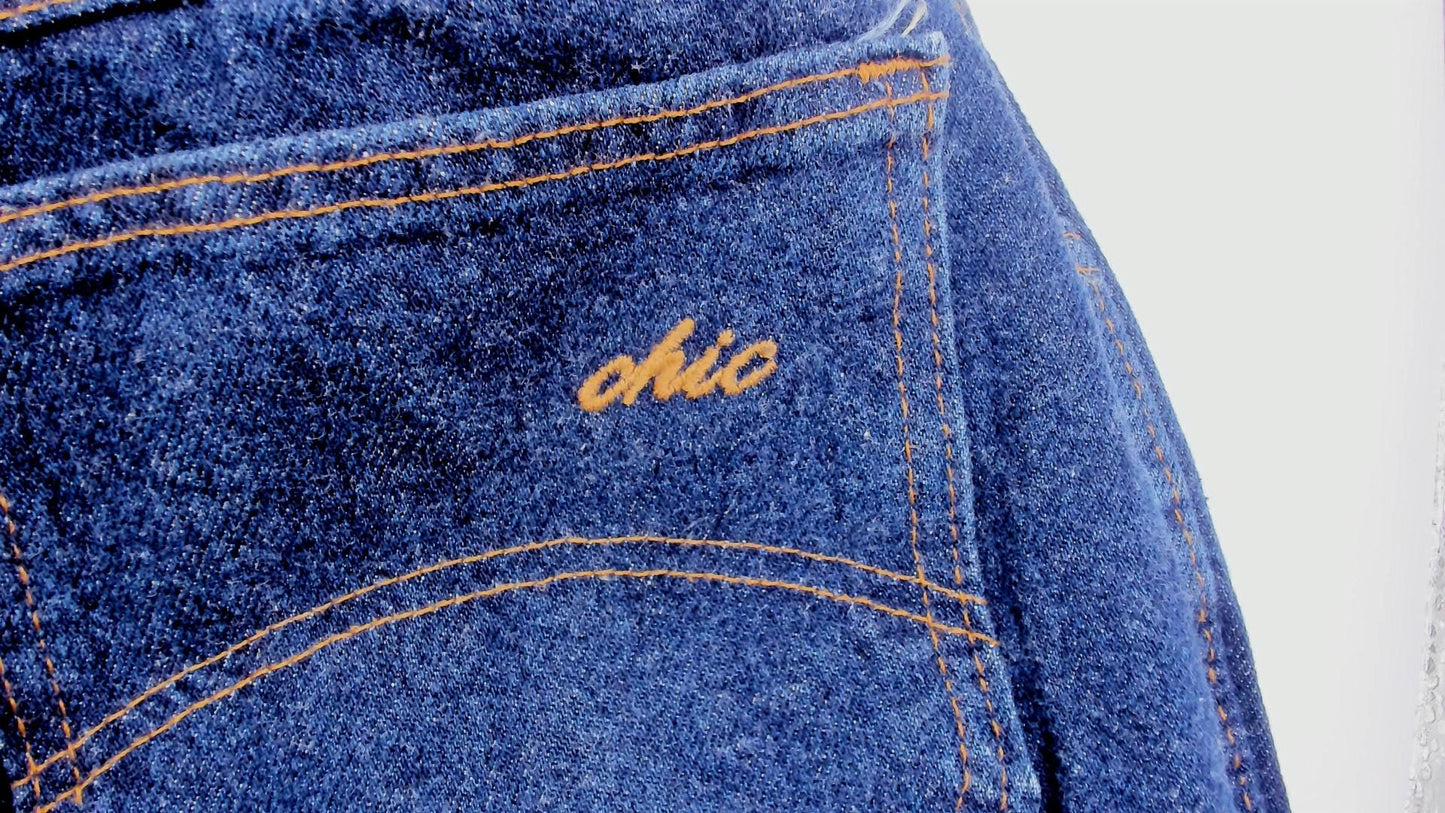 80s High Waisted Dark Wash Jeans Tapered Leg Five Pocket Denim Size 28