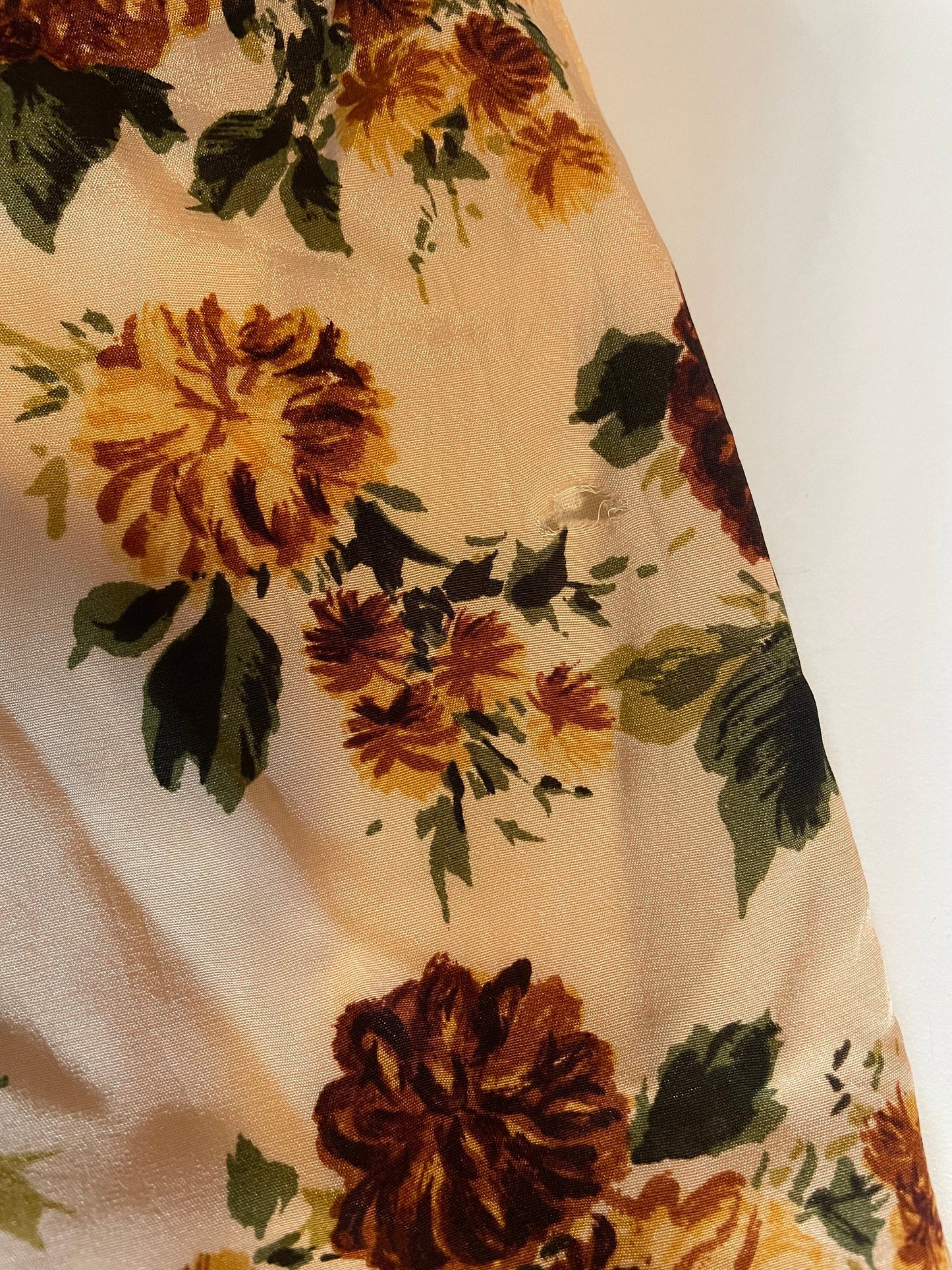 1960s Floral Peach Pencil Dress Matching Belt Short Sleeve Small S