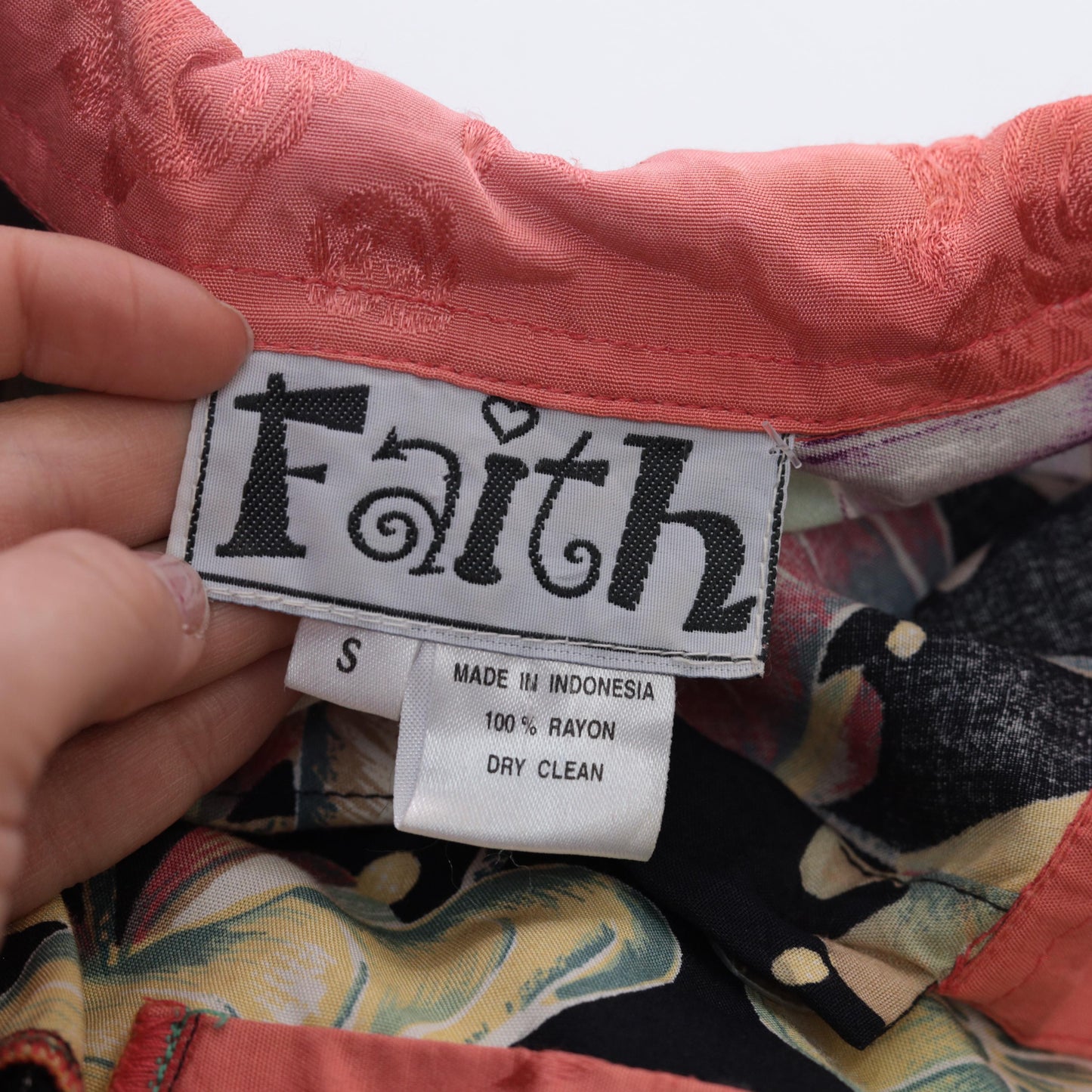 90s Faith Patchwork Hawaiian Shirt Tropical Print Button Front Small S