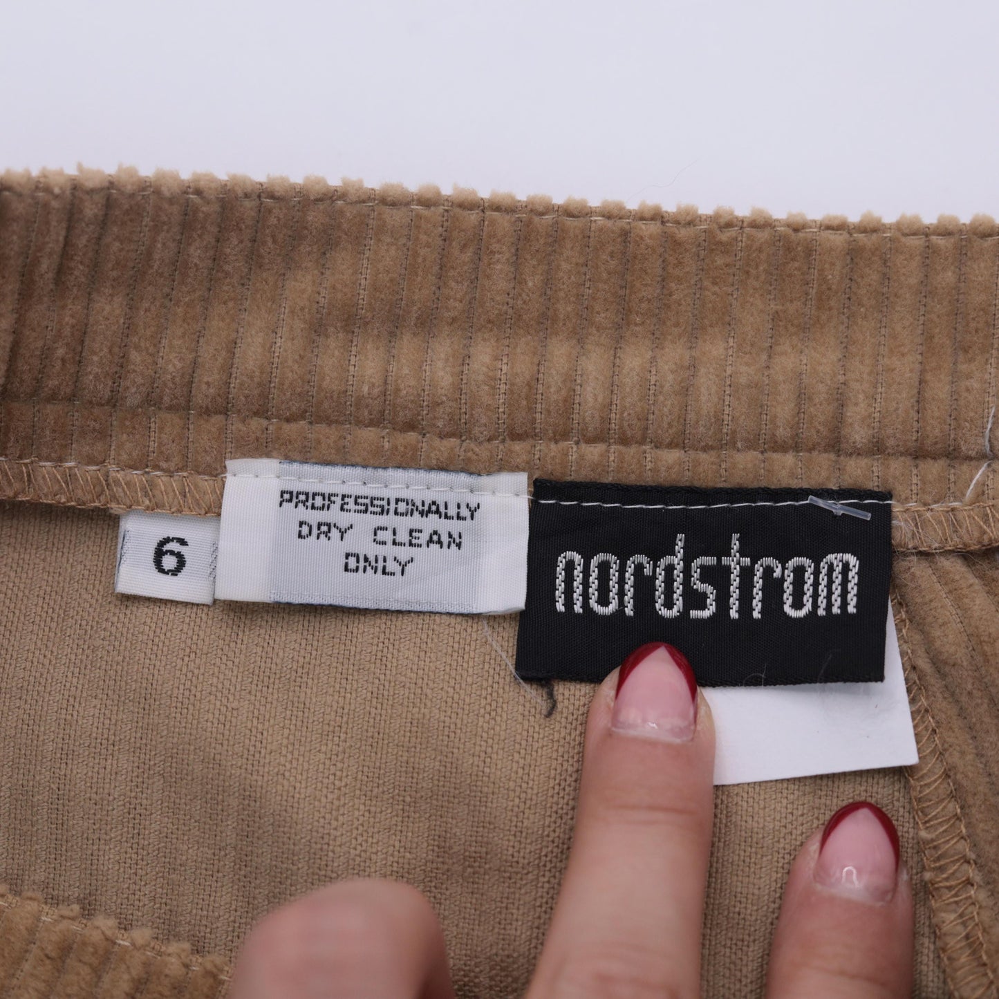 80s Nordstrom Tan Corduroy Midi Skirt Button Detail Small S