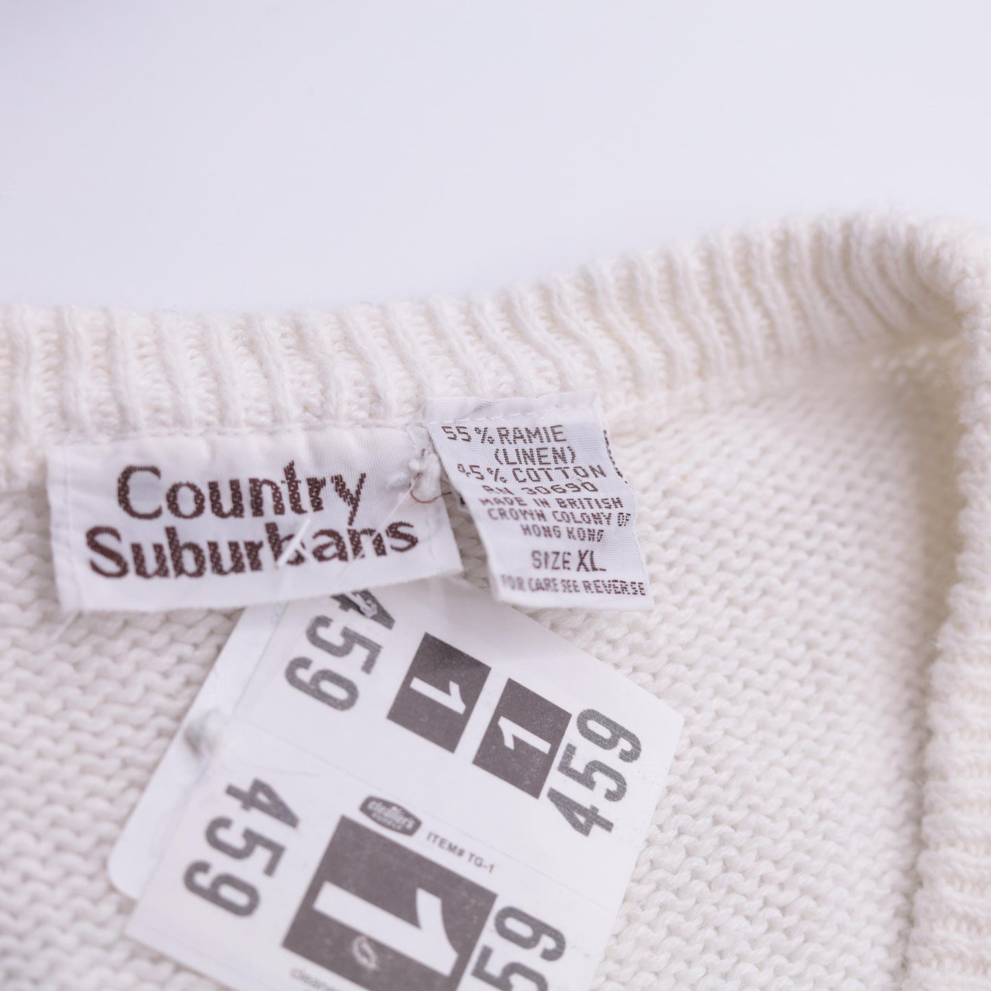 80s Country Suburbans Parrot Sweater White V-Neck Knit Extra Large XL