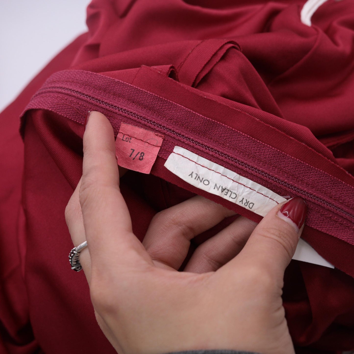 70s Red Pleated Maxi Dress Spaghetti Strap Empire Waist Extra Small