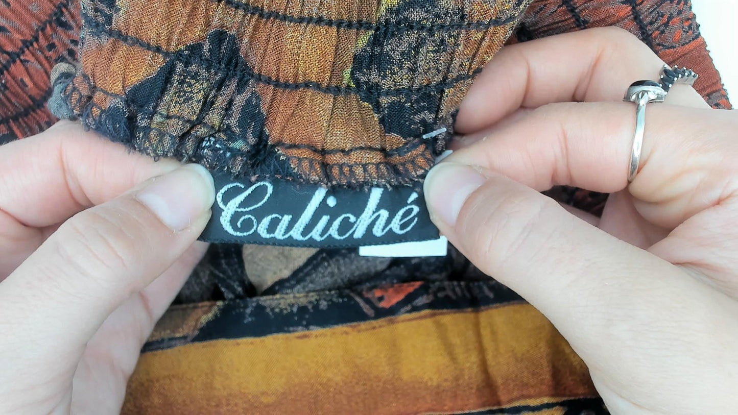 90s Caliche Abstract Geometric Shorts High Waist Brown Orange Green Medium Large